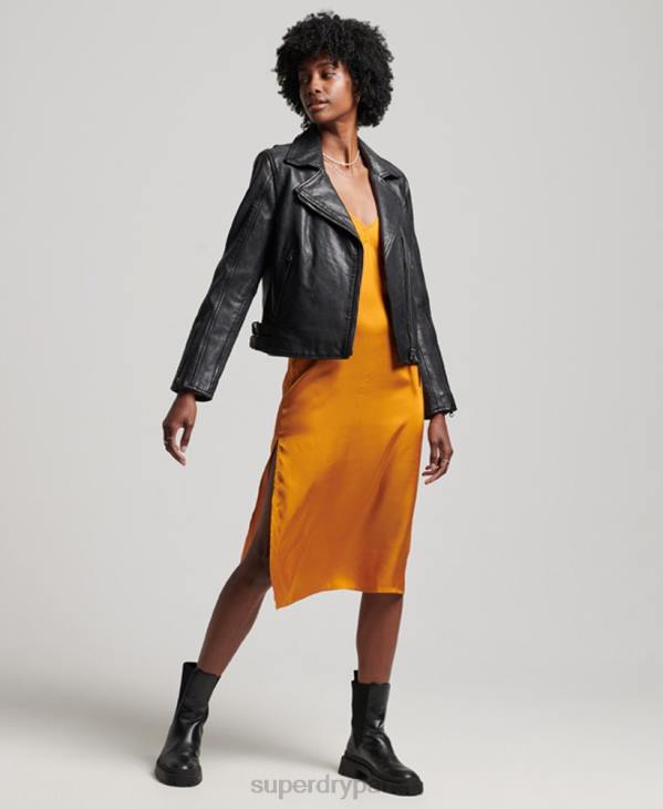 Superdry femmes veste de motard en cuir classique D64Z3627 vêtements noir