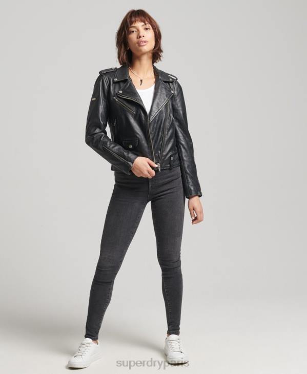 Superdry femmes veste de motard en cuir rylee D64Z3735 vêtements noir