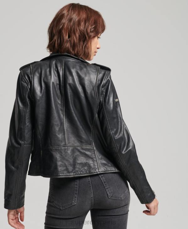 Superdry femmes veste de motard en cuir rylee D64Z3735 vêtements noir