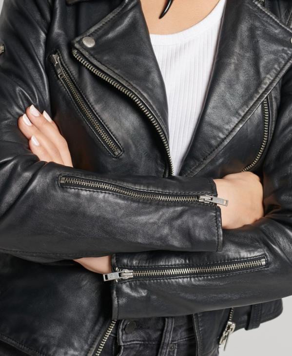 Superdry femmes veste de motard en cuir rylee D64Z3735 vêtements noir