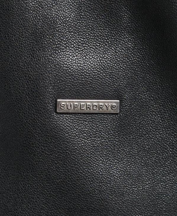Superdry femmes veste de motard en cuir vintage D64Z3819 vêtements gris foncé
