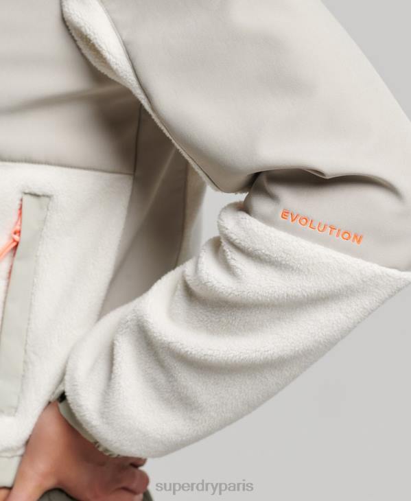 Superdry femmes veste de randonnée hybride code D64Z3616 vêtements crème