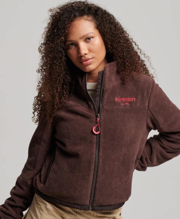 Superdry femmes veste de randonnée polaire D64Z3559 vêtements brun