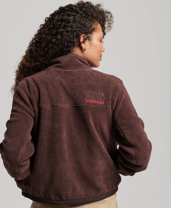 Superdry femmes veste de randonnée polaire D64Z3559 vêtements brun