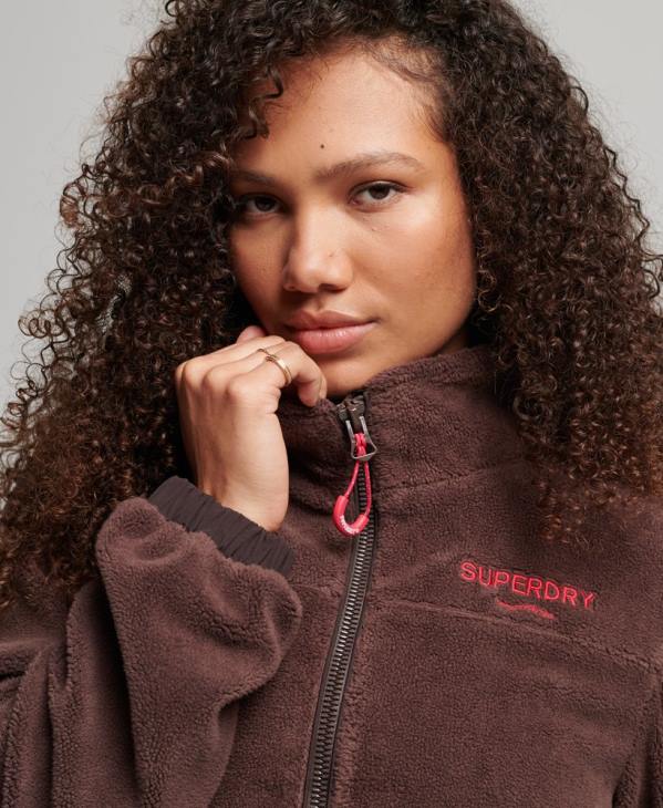 Superdry femmes veste de randonnée polaire D64Z3559 vêtements brun