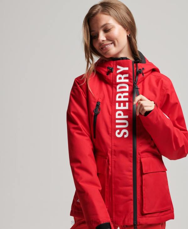 Superdry femmes veste de sauvetage de ski D64Z6530 vêtements rouge