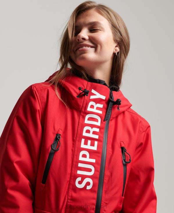 Superdry femmes veste de sauvetage de ski D64Z6530 vêtements rouge