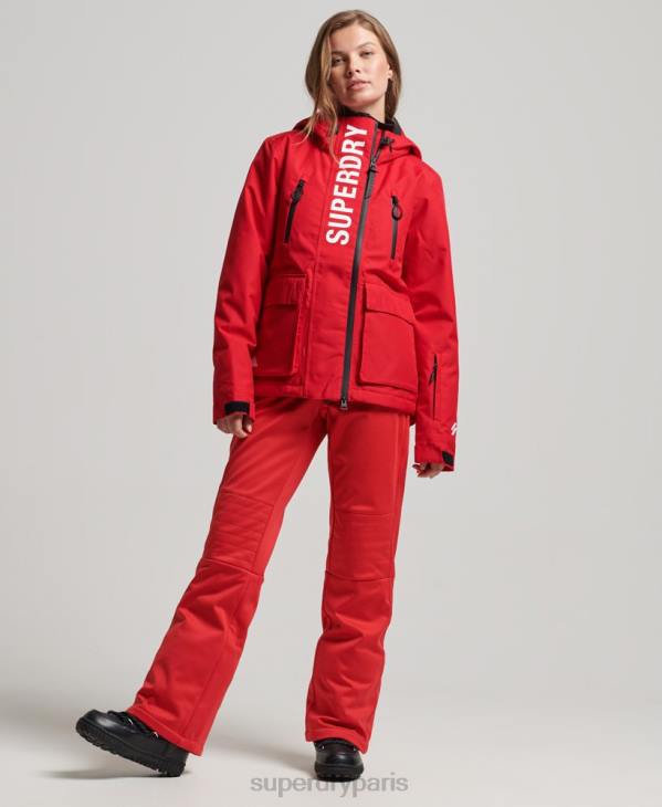 Superdry femmes veste de sauvetage de ski D64Z6530 vêtements rouge