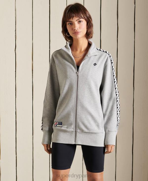 Superdry femmes veste de survêtement oversize à bande D64Z6047 vêtements gris