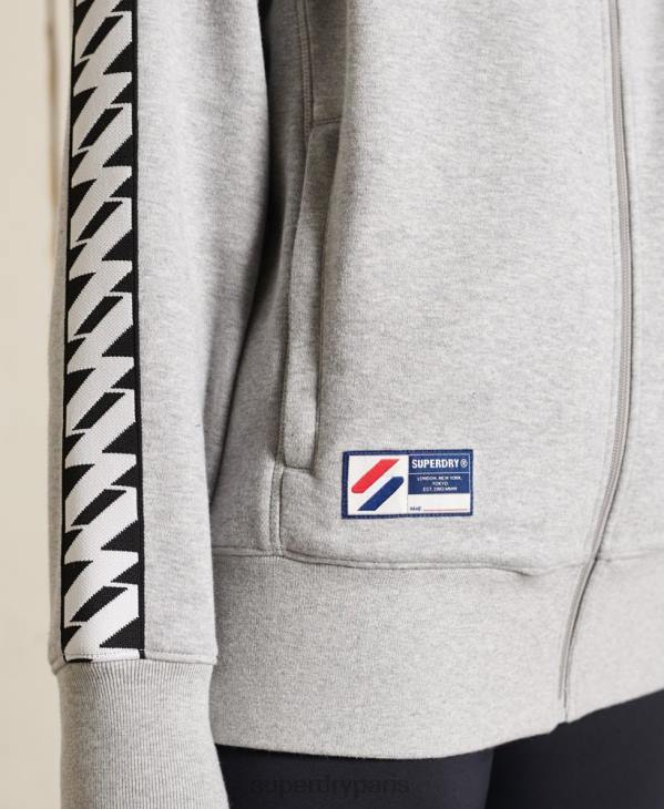 Superdry femmes veste de survêtement oversize à bande D64Z6047 vêtements gris