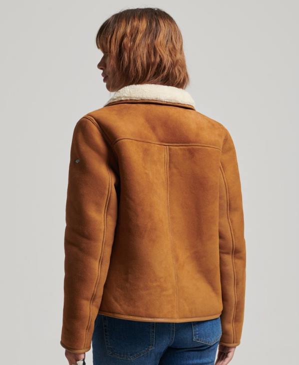 Superdry femmes veste de travail en shearling D64Z5424 vêtements bronzer