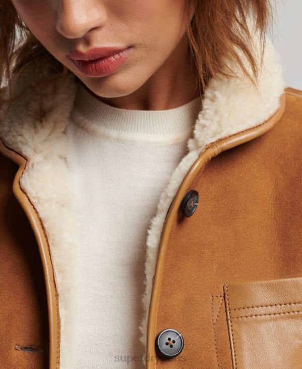 Superdry femmes veste de travail en shearling D64Z5424 vêtements bronzer