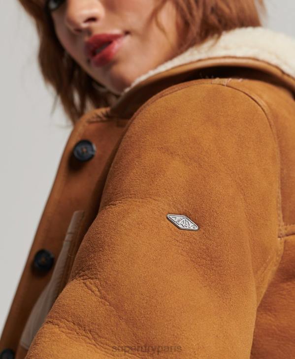 Superdry femmes veste de travail en shearling D64Z5424 vêtements bronzer