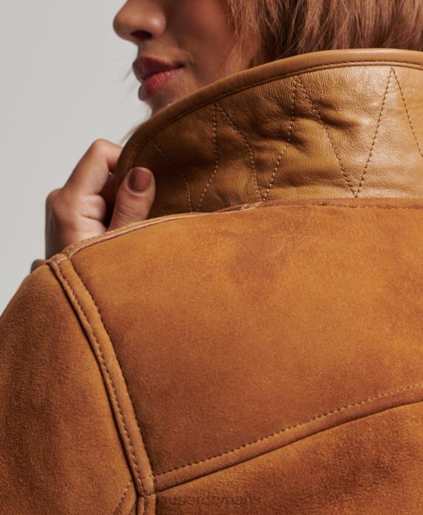 Superdry femmes veste de travail en shearling D64Z5424 vêtements bronzer