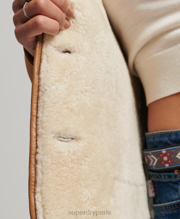 Superdry femmes veste de travail en shearling D64Z5424 vêtements bronzer