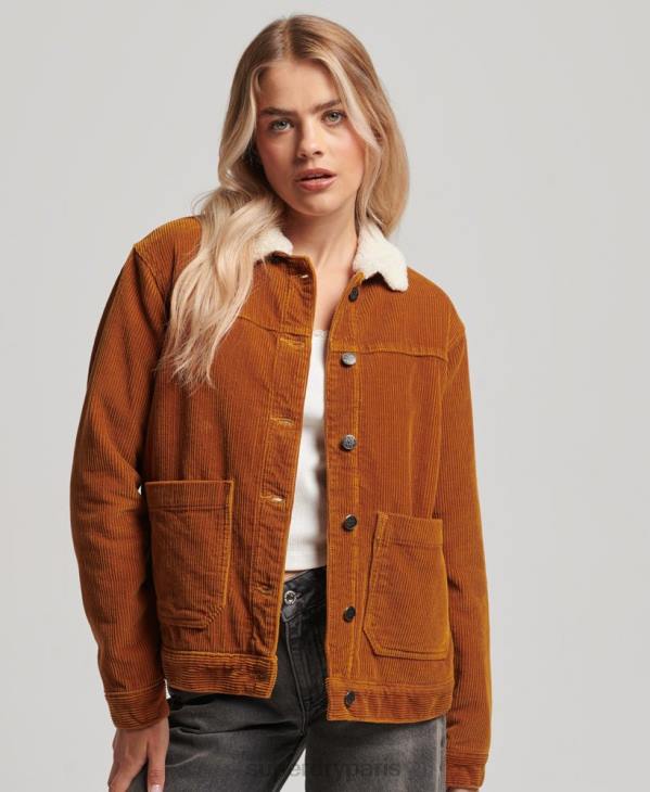 Superdry femmes veste de travail en velours côtelé D64Z3696 vêtements orange
