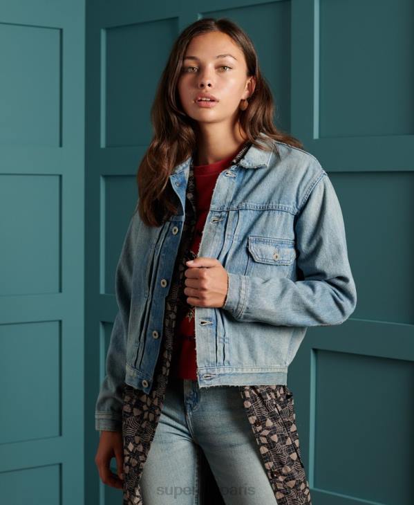 Superdry femmes veste de travail japonaise sèche en édition limitée D64Z3846 vêtements bleu