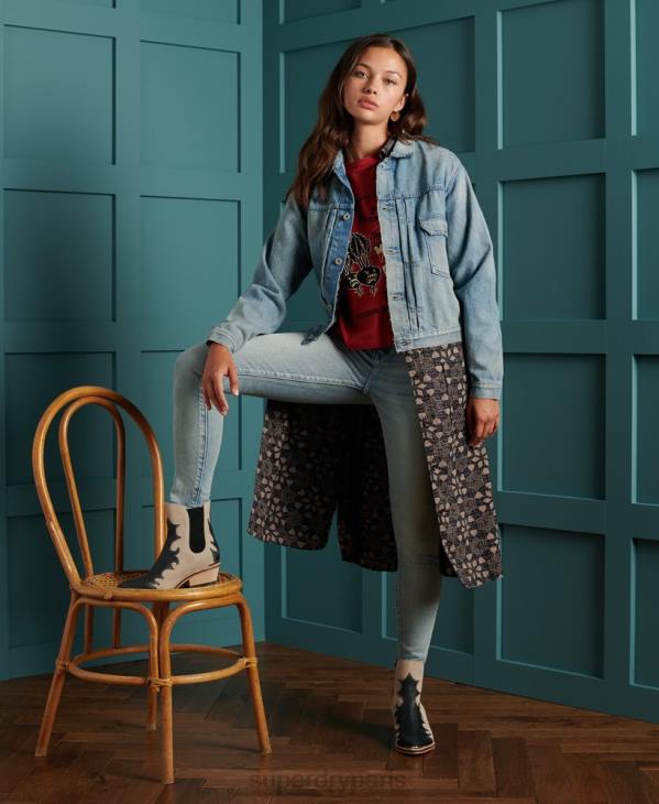 Superdry femmes veste de travail japonaise sèche en édition limitée D64Z3846 vêtements bleu