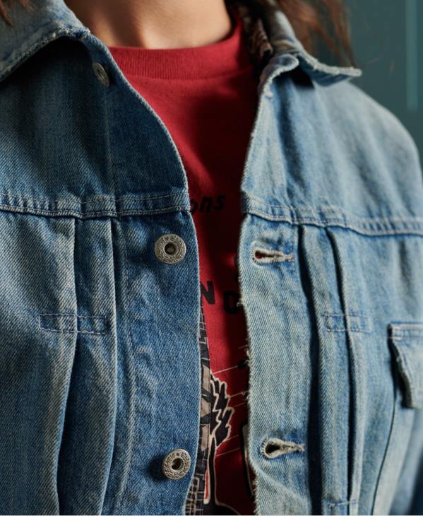 Superdry femmes veste de travail japonaise sèche en édition limitée D64Z3846 vêtements bleu