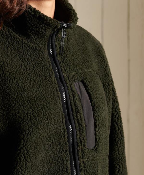 Superdry femmes veste de travail oversize en sherpa D64Z5725 vêtements vert