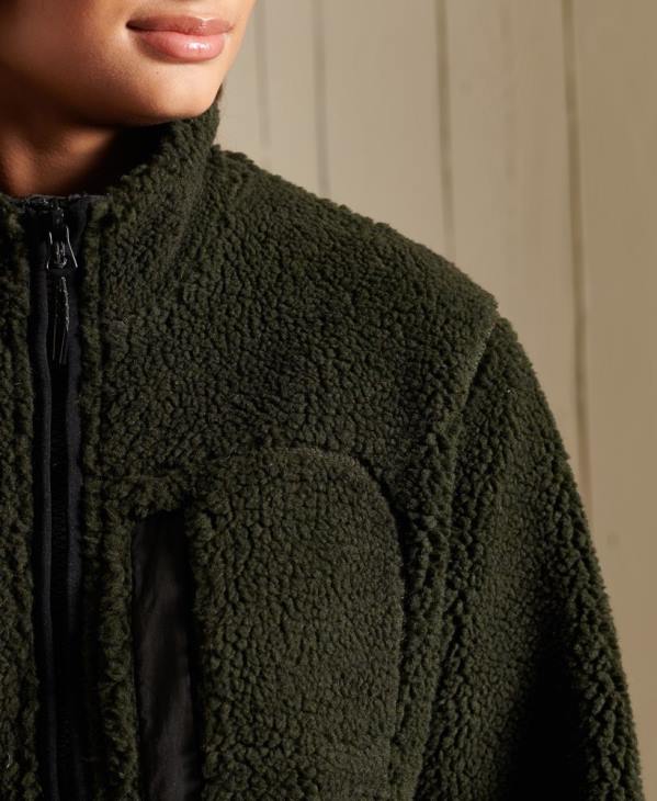 Superdry femmes veste de travail oversize en sherpa D64Z5725 vêtements vert