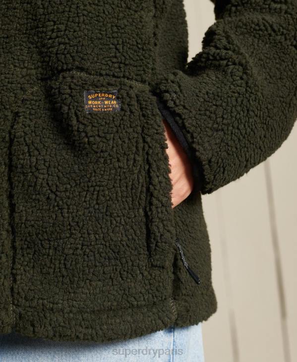 Superdry femmes veste de travail oversize en sherpa D64Z5725 vêtements vert
