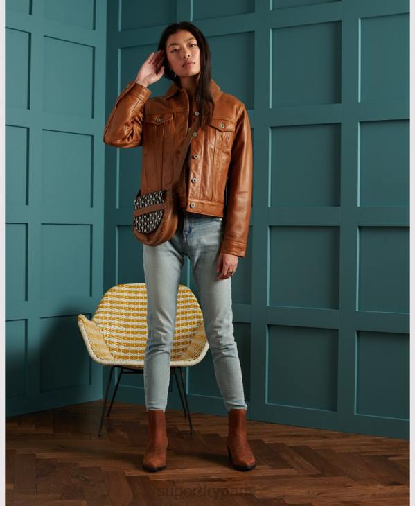 Superdry femmes veste en cuir sec en édition limitée D64Z3757 vêtements bronzer