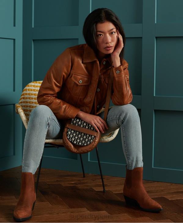 Superdry femmes veste en cuir sec en édition limitée D64Z3757 vêtements bronzer