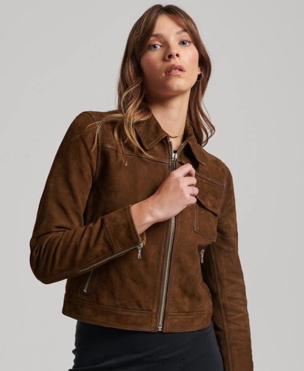 Superdry femmes veste en daim du désert D64Z3541 vêtements brun