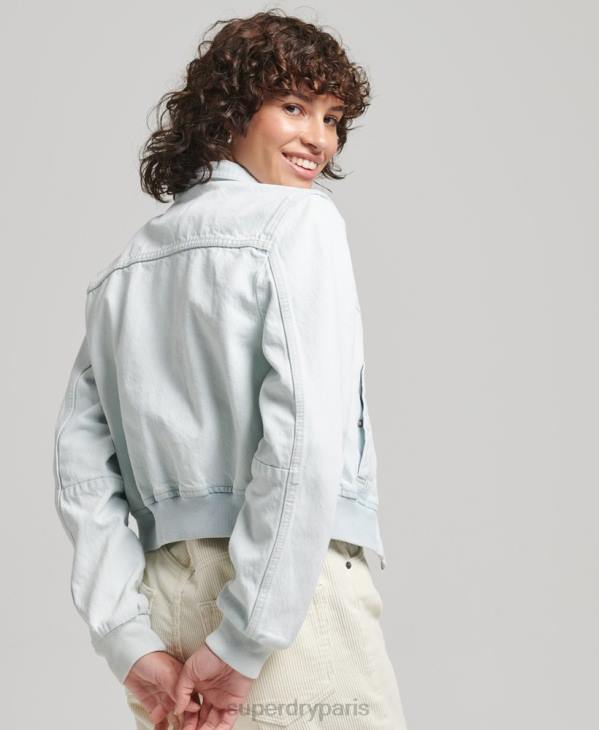 Superdry femmes veste en jean indie club D64Z3552 vêtements bleu clair