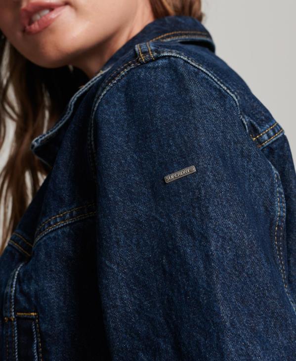 Superdry femmes veste en jean indie club D64Z3589 vêtements bleu foncé