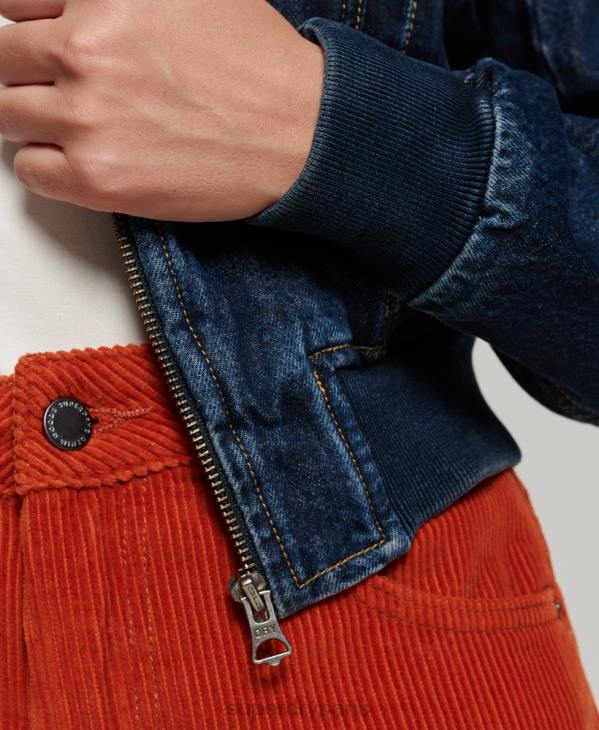 Superdry femmes veste en jean indie club D64Z3589 vêtements bleu foncé