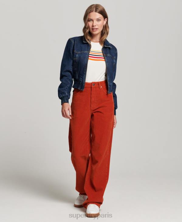 Superdry femmes veste en jean indie club D64Z3589 vêtements bleu foncé
