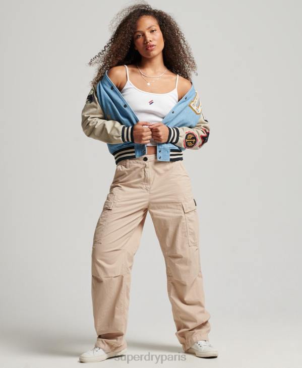 Superdry femmes veste en jean universitaire vintage D64Z3514 vêtements bleu clair