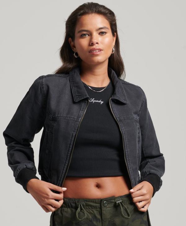 Superdry femmes veste en toile indie club D64Z3733 vêtements noir