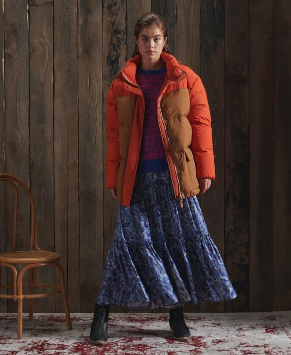 Superdry femmes veste entonnoir en duvet sec en édition limitée D64Z5695 vêtements orange