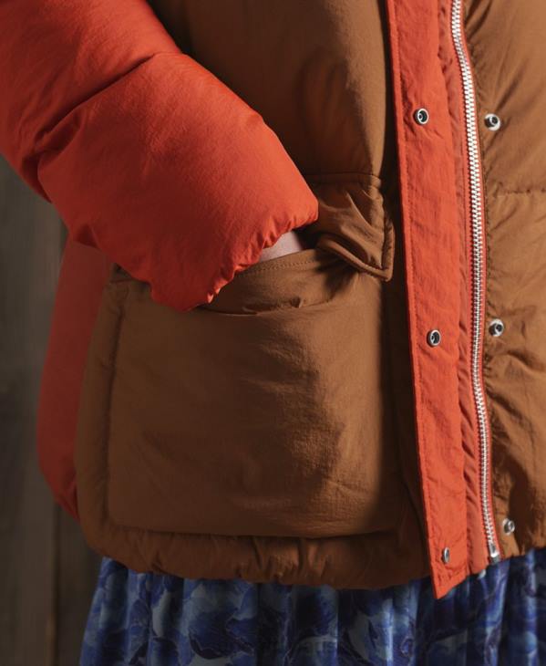 Superdry femmes veste entonnoir en duvet sec en édition limitée D64Z5695 vêtements orange
