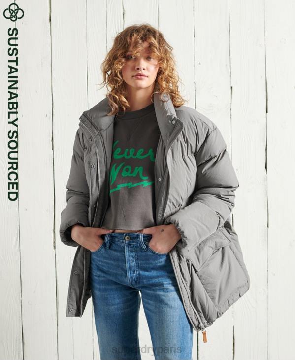 Superdry femmes veste entonnoir en duvet sec en édition limitée D64Z5696 vêtements argent