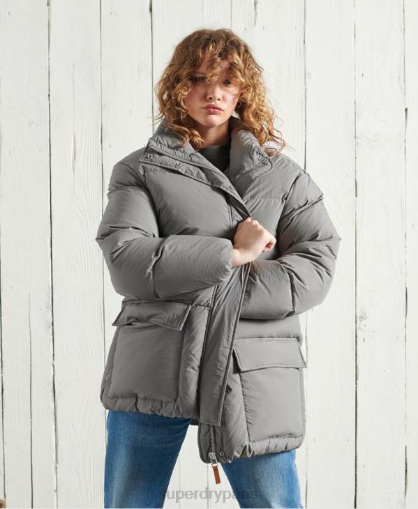 Superdry femmes veste entonnoir en duvet sec en édition limitée D64Z5696 vêtements argent