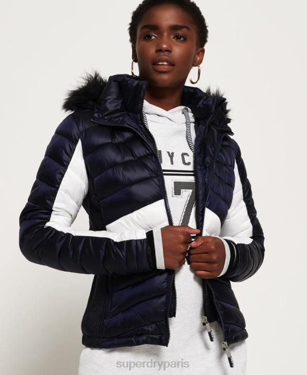 Superdry femmes veste fuji à chevrons offshore luxe D64Z5703 vêtements marine