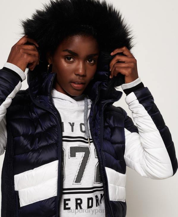 Superdry femmes veste fuji à chevrons offshore luxe D64Z5703 vêtements marine