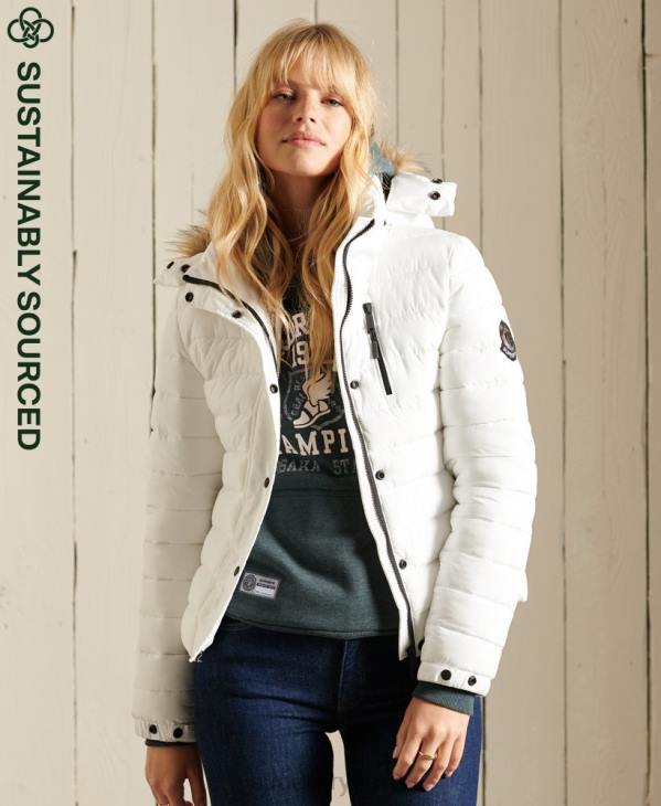 Superdry femmes veste fuji classique en fausse fourrure D64Z3652 vêtements blanc