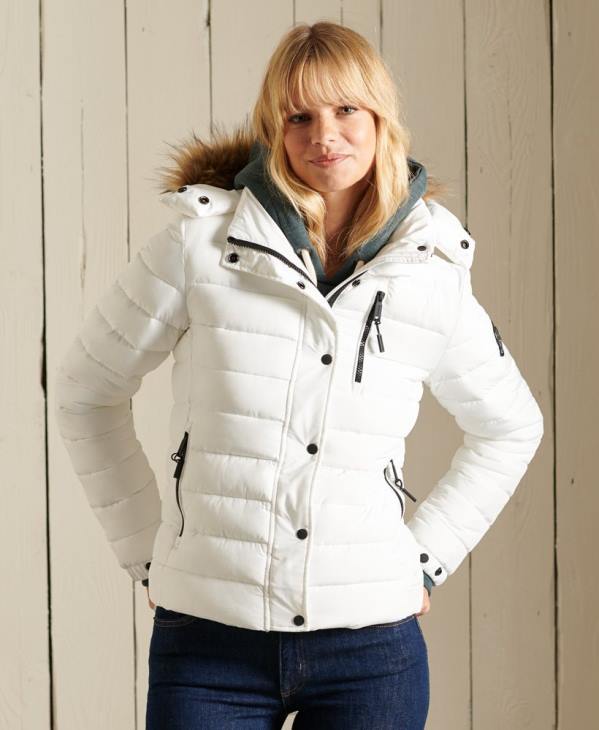 Superdry femmes veste fuji classique en fausse fourrure D64Z3652 vêtements blanc