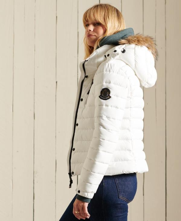 Superdry femmes veste fuji classique en fausse fourrure D64Z3652 vêtements blanc