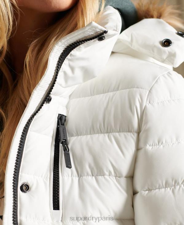 Superdry femmes veste fuji classique en fausse fourrure D64Z3652 vêtements blanc