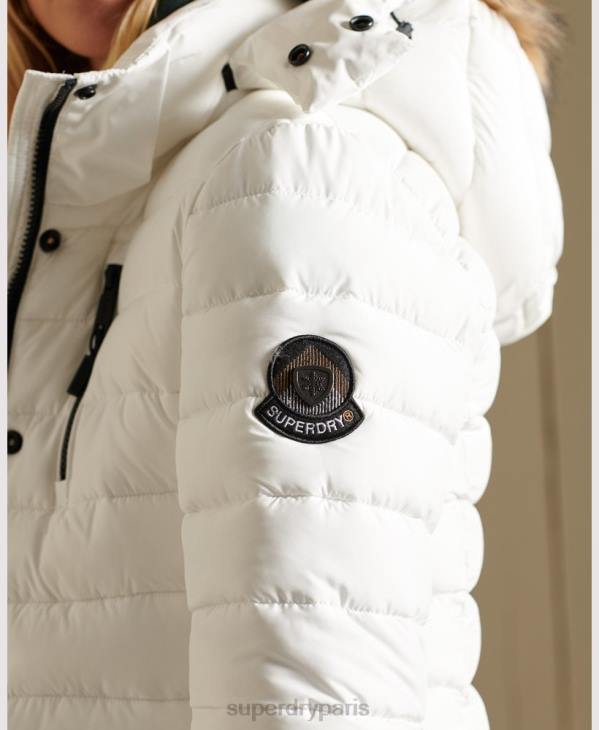 Superdry femmes veste fuji classique en fausse fourrure D64Z3652 vêtements blanc