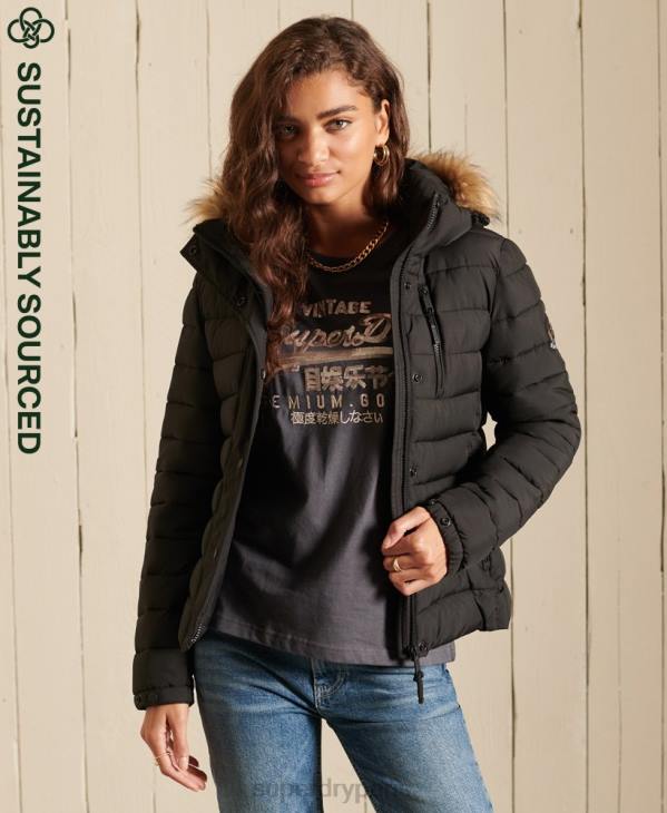 Superdry femmes veste fuji classique en fausse fourrure D64Z3741 vêtements noir