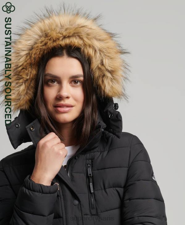 Superdry femmes veste fuji classique en fausse fourrure D64Z3766 vêtements noir
