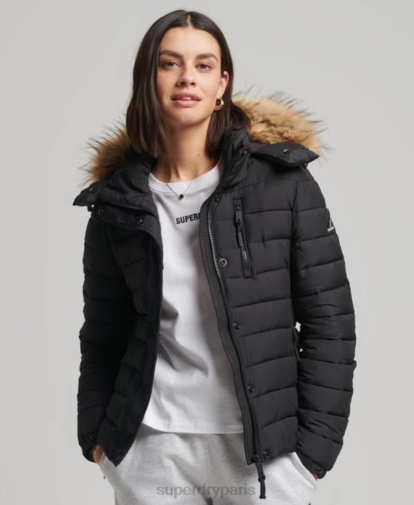 Superdry femmes veste fuji classique en fausse fourrure D64Z3766 vêtements noir