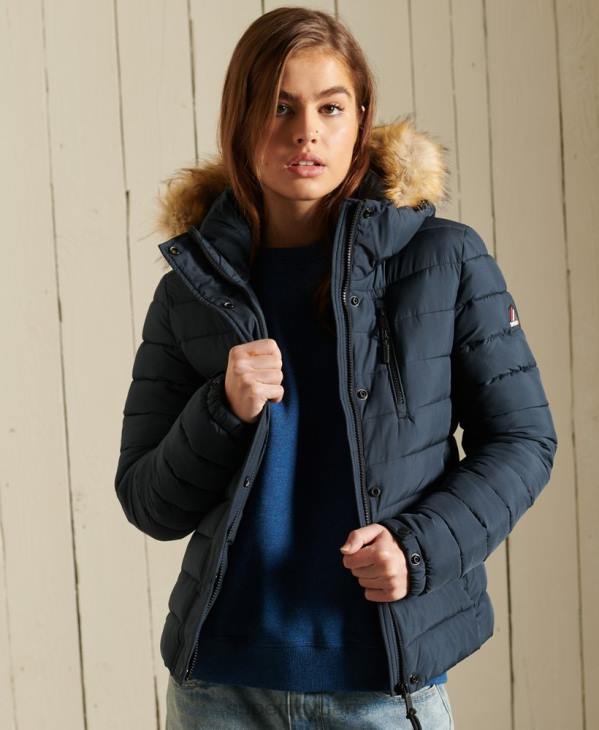 Superdry femmes veste fuji classique en fausse fourrure D64Z3767 vêtements marine